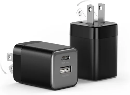 wegear Cargador rápido USB C de 30 W, cargador de pared USB C de doble puerto con enchufe plegable para iPhone 17/16/15, Samsung S24, iPad, 40% más