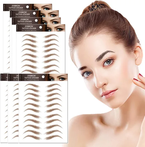 Miniatura 13 de 77 pares de calcomanías de tatuaje de cejas, 4D, impermeables, naturales, para cejas, de larga duración, perfectas para mujeres y niñas (negro)