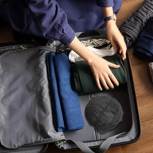 Miniatura 3 de Paquete de 2 cestas plegables de lavandería plegables de malla negra con asa portátil, bolsillo lateral para dormitorio, cuarto de bebé, viajes