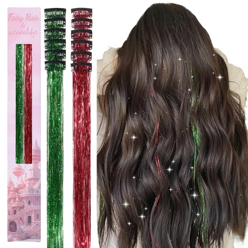 Miniatura 9 de Wennalife 12 piezas de extensiones de cabello azul con clip, extensiones de cabello con clip de colores para niños, pinzas de cabello arcoíris