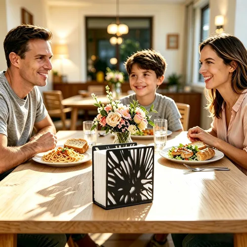 Miniatura 3 de Servilletero negro para mesa, dispensador vertical moderno de metal para servilletas de papel, adecuado para cocina, comedor, cóctel, uso