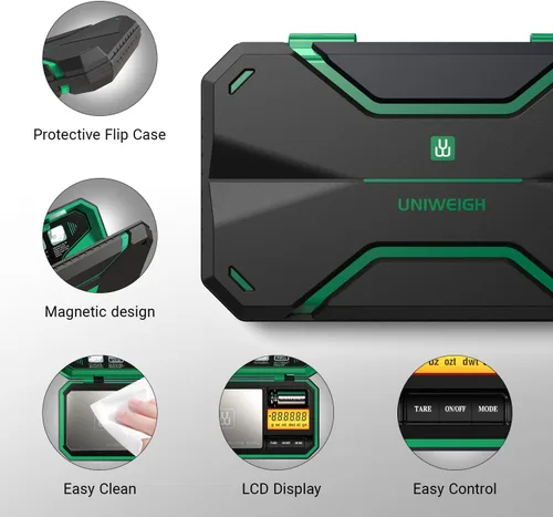 Miniatura 3 de UNIWEIGH - Báscula digital de bolsillo de precisión 200 g/0.01 g, báscula digital de gramos y onzas, mini báscula de joyería, báscula de monedas
