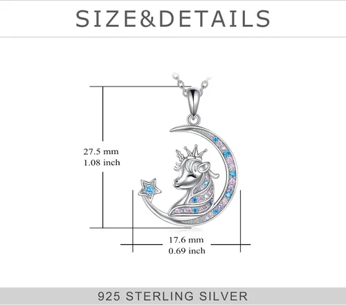 Miniatura 3 de Collar de plata de ley para niñas, diseño de unicornio, dinosaurio, flamenco, regalo de joyería para mujeres, adolescentes y niñas