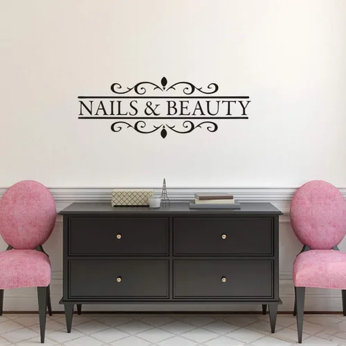 Miniatura 2 de LY1259 - Vinilo decorativo para salón de belleza, uñas extraíbles y barra de esmalte de cabello, mural de ventana para salón de belleza, elegante