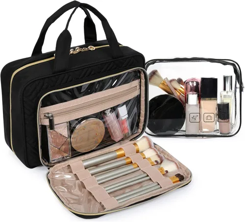 Miniatura 2 de BAGSMART Neceser de viaje colgante con organizador de maquillaje aprobado por la TSA, bolsa cosmética transparente para artículos de aseo personal
