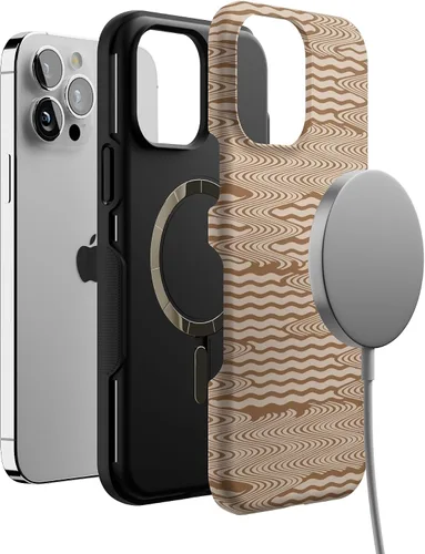 Miniatura 4 de Casely Funda para iPhone 13 Pro Max Ondulación moca Ondas marrones Compatible con MagSafe Diseño protector audaz