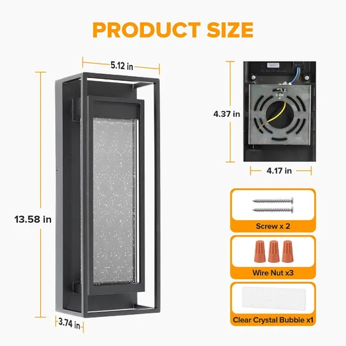 Miniatura 6 de LUTEC Lámparas de Pared para Exteriores, Aplique de Pared para Porche con 5 Temperaturas de Color con Vidrio de Burbujas de Cristal, Faroles