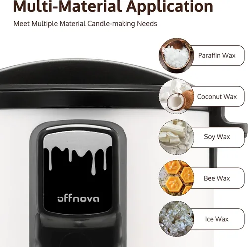 Miniatura 3 de OFFNOVA Derretidor de cera para hacer velas, olla de fusión de cera grande de 6 litros con boquilla de núcleo de calefacción, ideal para negocios