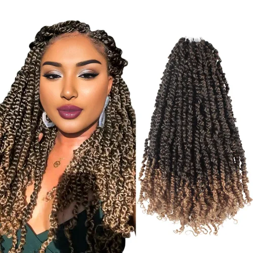 Miniatura 92 de BOHOBABE Cabello de Ganchillo Pre-retorcido Passion Twist de 14 Pulgadas Cabello Corto Ombré Gris Pre-enrollado de Ganchillo Passion Twist para Gris
