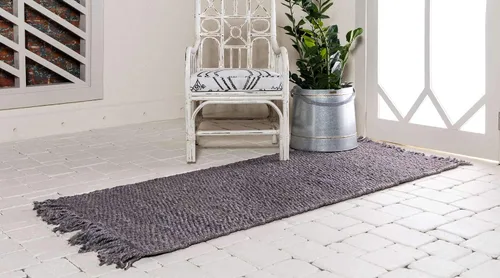 Miniatura 2 de Unique Loom Chunky Jute Collection - Alfombra de área sólida, transitoria, bohemia, 2 pies 6 pulgadas x 6 pies 0 pulgadas, gris