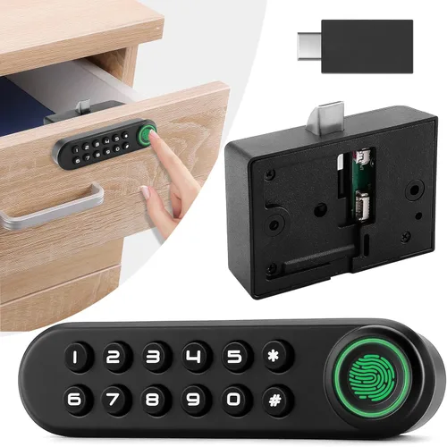 Cerradura biométrica de huellas dactilares para gabinete, cerradura inteligente con contraseña USB, cajón oculto para archivos, armario, seguridad
