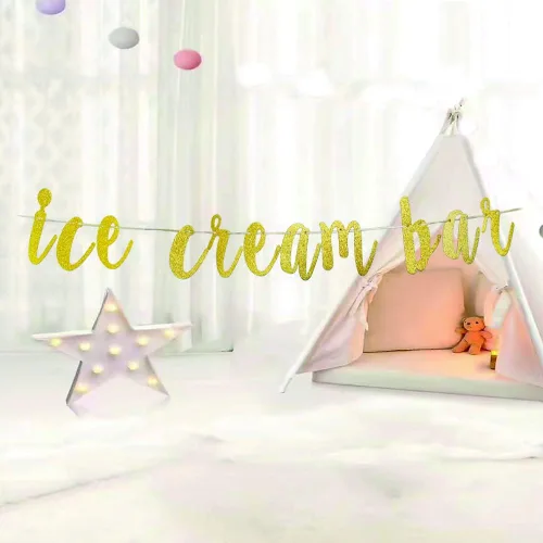 Miniatura 2 de Guysckfi Cartel de barra de helado – Suministros para fiestas temáticas de helados – baby shower, cumpleaños, boda, graduación, decoraciones