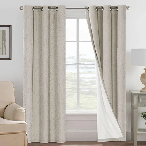 Miniatura 45 de H.VERSAILTEX Cortinas opacas de lino de 72 pulgadas de largo, 100% absolutamente opacas, con aislamiento térmico, con textura de lino, cortinas