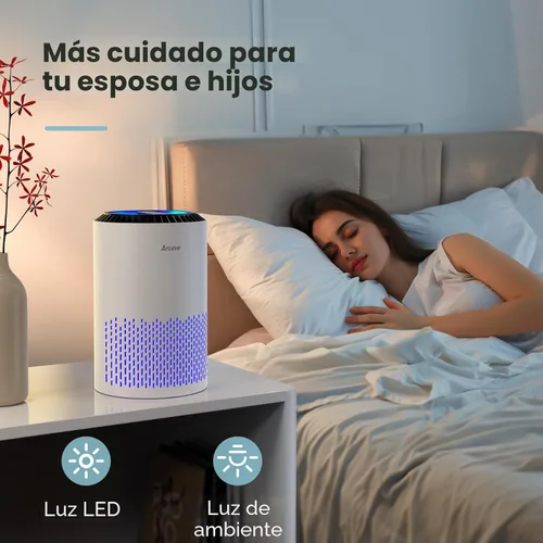 Miniatura 7 de AROEVE Purificadores de aire para dormitorio y hogar, filtro de 3 capas para humo, polen, alergias, caspa de mascotas, olor, modo de sueño para un