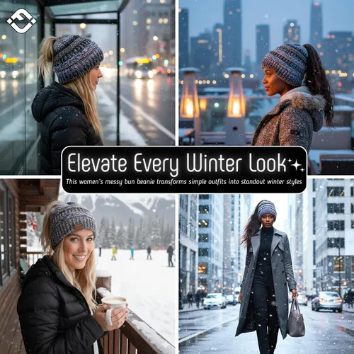 Miniatura 168 de Funky Junque - Gorro para mujer con ranura para cola de caballo