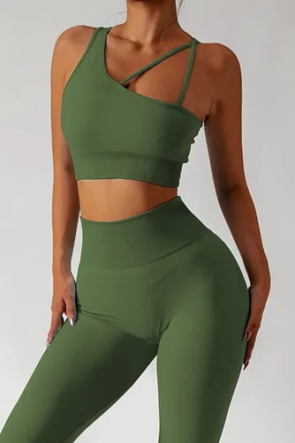 Miniatura 3 de QINSEN Conjuntos de entrenamiento para mujer, camisetas cortas deportivas sin costuras, leggings de cintura alta, trajes de dos piezas
