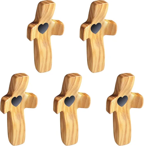 Miniatura 14 de Cruz de oración de bolsillo de madera, paquete de 105 cruces de madera de mano para iglesia, regalo cristiano, ministerio, regalos de escuela