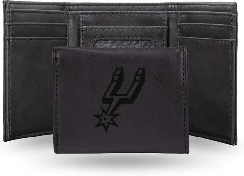 Miniatura 39 de NBA Rico Industries - Billetera triple grabada con láser y tres pliegues, accesorio para hombre Negro