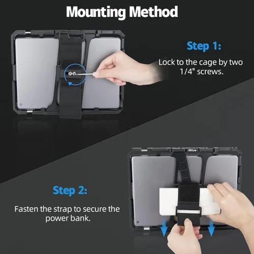 Miniatura 5 de Nitze Correa para Power Bank, Soporte para Power Bank con Tornillos de 1/4" para Equipos de Cámara y Monitor - N22-C1