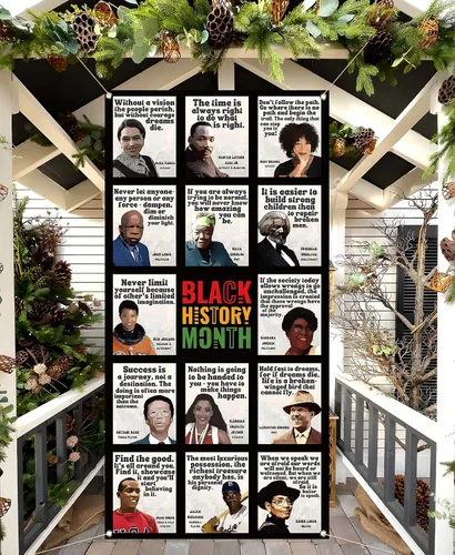 Miniatura 4 de Cubierta de puerta del mes de la historia negra Febrero Afroamericano Personas famosas Aula Bandera de la puerta delantera Decoración de fotografía