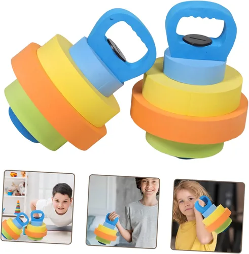Miniatura 8 de BESPORTBLE 1 par de mancuernas de agua de Eva ajustables, peso flotante ligero para juego en la piscina, para entrenamiento de fuerza temprano