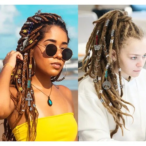 Miniatura 4 de NAISKA 50 piezas de joyería para rastas, anillos trenzados para el cabello, clips de temor, cerraduras de metal, joyería para trenzar el cabello