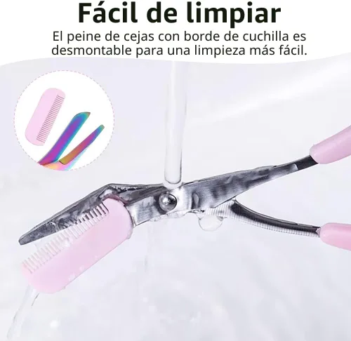 Miniatura 5 de Tijeras recortadoras de cejas, tijeras profesionales para cejas 2 en 1 con peine, cortador de cejas de acero inoxidable de precisión, herramienta