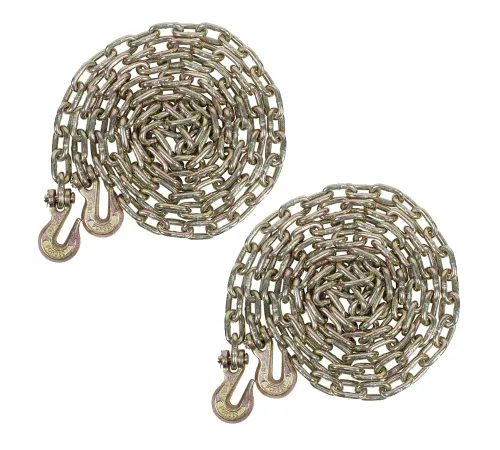 Miniatura 38 de Mytee Products Paquete de 4 cadenas de 3/8 pulgadas x 6 pies de grado 70 con ganchos de agarre de horquilla, cadena de remolque de transporte G70, 4