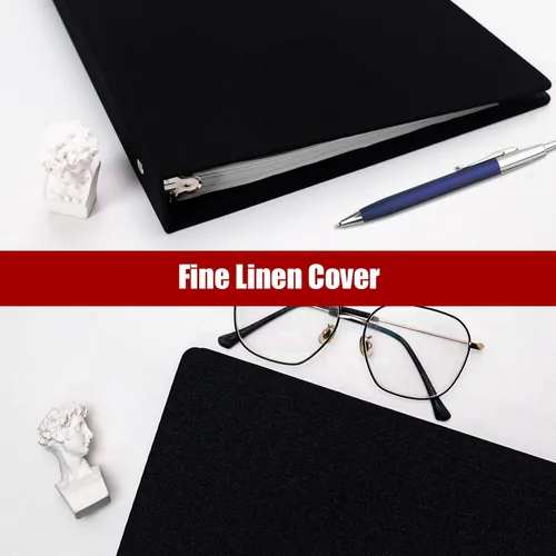 Miniatura 8 de Vienrose Carpeta de 3 anillos redondos de 1 pulgada con cubierta de tela de lino, se adapta a papel de 8.5 x 11 pulgadas, organizador duradero