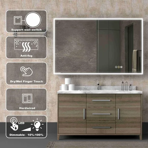 Miniatura 5 de Botiquines empotrados para baño con espejo, solo gabinete de medicina empotrado con desempañador, atenuador, tomas de corriente y USB, tres puertas