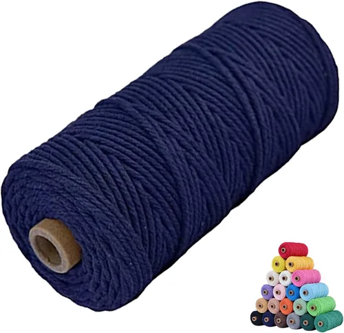 Miniatura 72 de Cuerda de algodón para macramé, de 0.11 pulgadas x 109 yardas, cuerda de macramé natural marrón, suministros perfectos de algodón para hacer