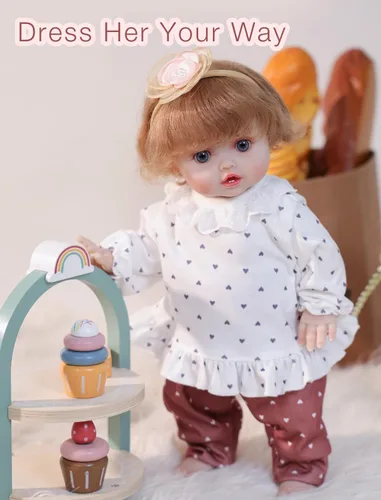 Miniatura 3 de Muñecas de bebé, 18 pulgadas realista Reborn Full Vinyl Baby Doll con pelo rizado, detalles realistas pintados a mano y atuendo acogedor para niñas
