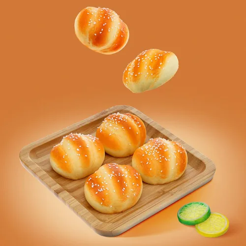 Miniatura 4 de Gresorth 6 piezas de pan de sésamo artificiales decoración de postre de sésamo sintético decoración de pastel de postre de sésamo PU modelo de pan