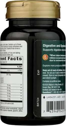 Miniatura 2 de Nature's Way La megacima, enzimas pancreáticas y sistémicas*, alivia el dolor muscular ocasional debido al sobreesfuerzo y el ejercicio*, soporte