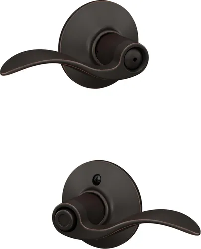 Miniatura 17 de SCHLAGE - Manija de puerta Accent con cerradura de paso libre para pasillo y armario en bronce antiguo - F10 ACC 716 Bronce Envejecido