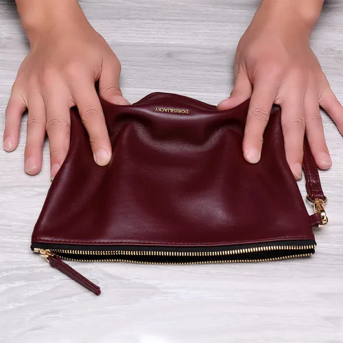 Miniatura 6 de DORIS&JACKY Bolso de mano de piel de cordero para mujer, cartera grande y suave de diseñador con correa..