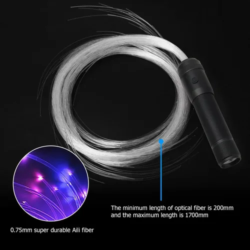 Miniatura 7 de AMKI Látigo de fibra óptica LED recargable de 6 pies, efectos de 36 modos con giro de 360°, luz súper brillante para fiestas rave, espectáculos