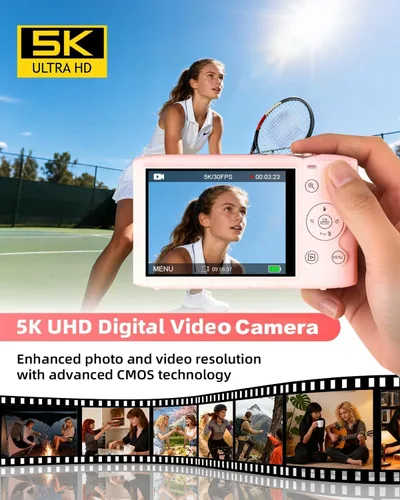 Miniatura 2 de Cámara digital 5K para fotografía, cámara de videoblogs WiFi de 72 megapíxeles con enfoque automático para videos de YouTube con zoom digital 16X