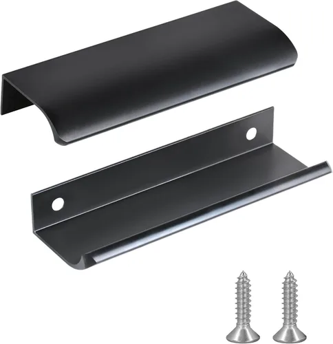 Miniatura 12 de JOOJA Juego de 10 tiradores con borde de dedo de estilo moderno para muebles y cajones, tiradores ocultos para gabinetes y cocina, perillas, negro