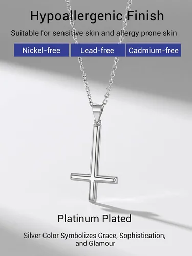 Miniatura 107 de PROSTEEL Satanic Jewelry Upside Down Cross Necklace for Men Women, 316L Stainless Steel/925 Sterling Silver Inverted Cross/Leviathan Cross Pendant