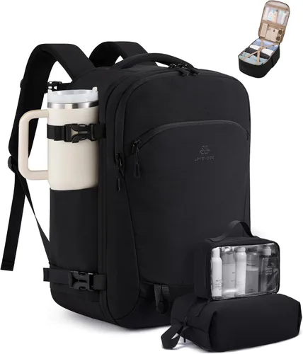 LOVEVOOK Mochila de viaje para computadora portátil para mujer, aprobada por aerolíneas, bolsa de artículos personales, 3 unidades, Negro, Mochilas