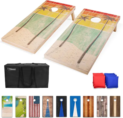 GoSports Tablas de cornhole de madera de tamaño reglamentario de 4 x 2 pies, 10 diseños de madera vintage (elige tu estilo)