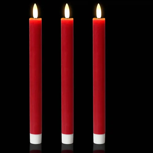 Miniatura 21 de Wondise Velas Cónicas Sin Llama con Control Remoto Temporizador, Candelabros Rojos Cerosos Reales a Batería Velas LED de Mecha 3D para Decoración