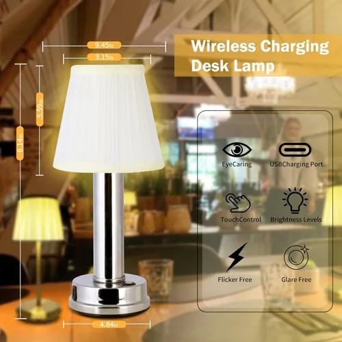 Miniatura 2 de SOL HOME AND GARDEN Lámpara de mesa LED con interruptor táctil USB estilo hongo de cristal, decoración de atmósfera, para dormitorio, sala de estar