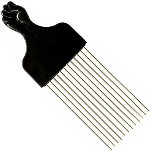 Miniatura 5 de Shoe String King SSK® Afro Pick con puño negro, paquete de 3 - Peine de metal afroamericano para el cabello