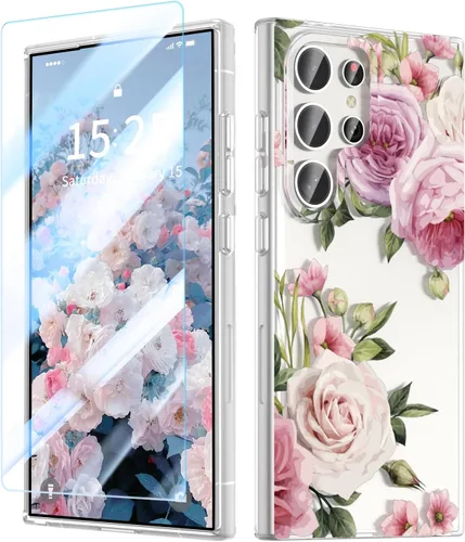 Miniatura 22 de MILPROX Compatible con Samsung Galaxy S22 Funda de Flores, bonito diseño de funda para niñas y mujeres, a prueba de golpes, patrón floral, parte
