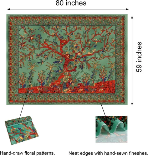 Miniatura 6 de Simpkeely Tapiz de árbol de la vida, decoración estética de mandala indio para colgar en la pared, teñido anudado, decoración de pared
