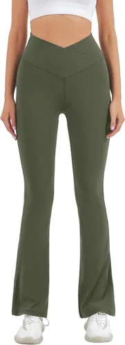Miniatura 45 de HEGALY Pantalones de yoga acampanados para mujer, leggings cruzados, suaves, de cintura alta, pantalones casuales de entrenamiento con corte de bota