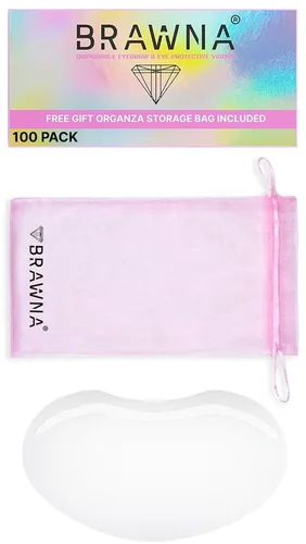 BRAWNA Paquete de 100 viseras protectoras de ducha con bolsa de organza rosa para extensiones de pestañas, microblading, laminación de cejas,