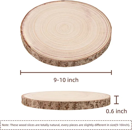 Miniatura 2 de Maputune 8 piezas de rodajas de madera grandes de 9-10 pulgadas sin terminar para centros de mesa, plato de madera rústica natural para manualidades